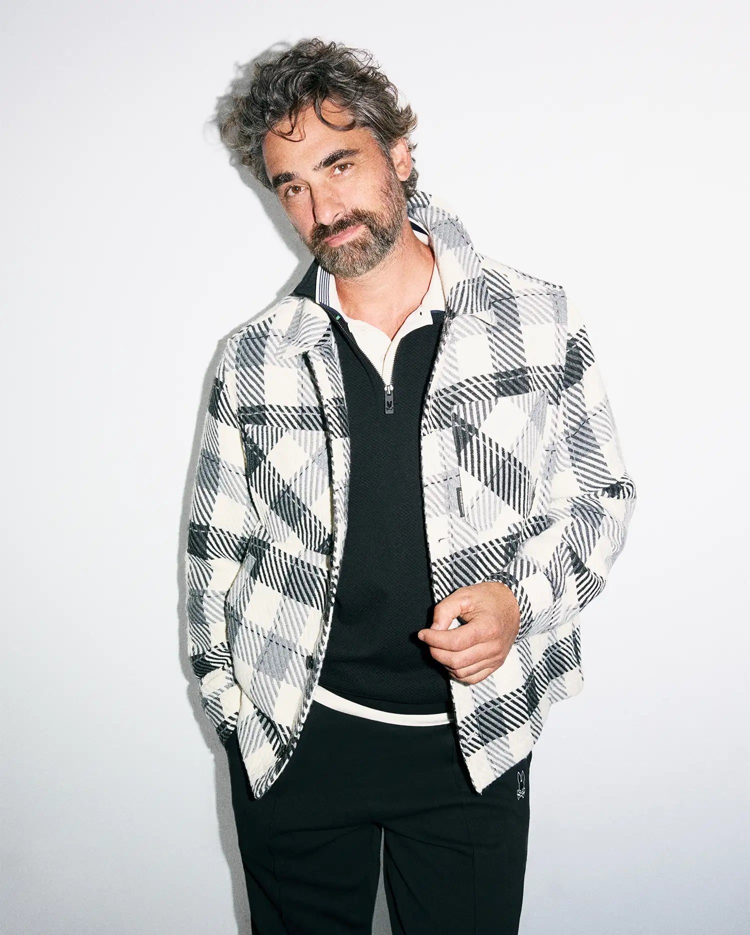 Psycho Bunny Kessler Oversized Plaid Overshirt MT0300230 overshirt bianca