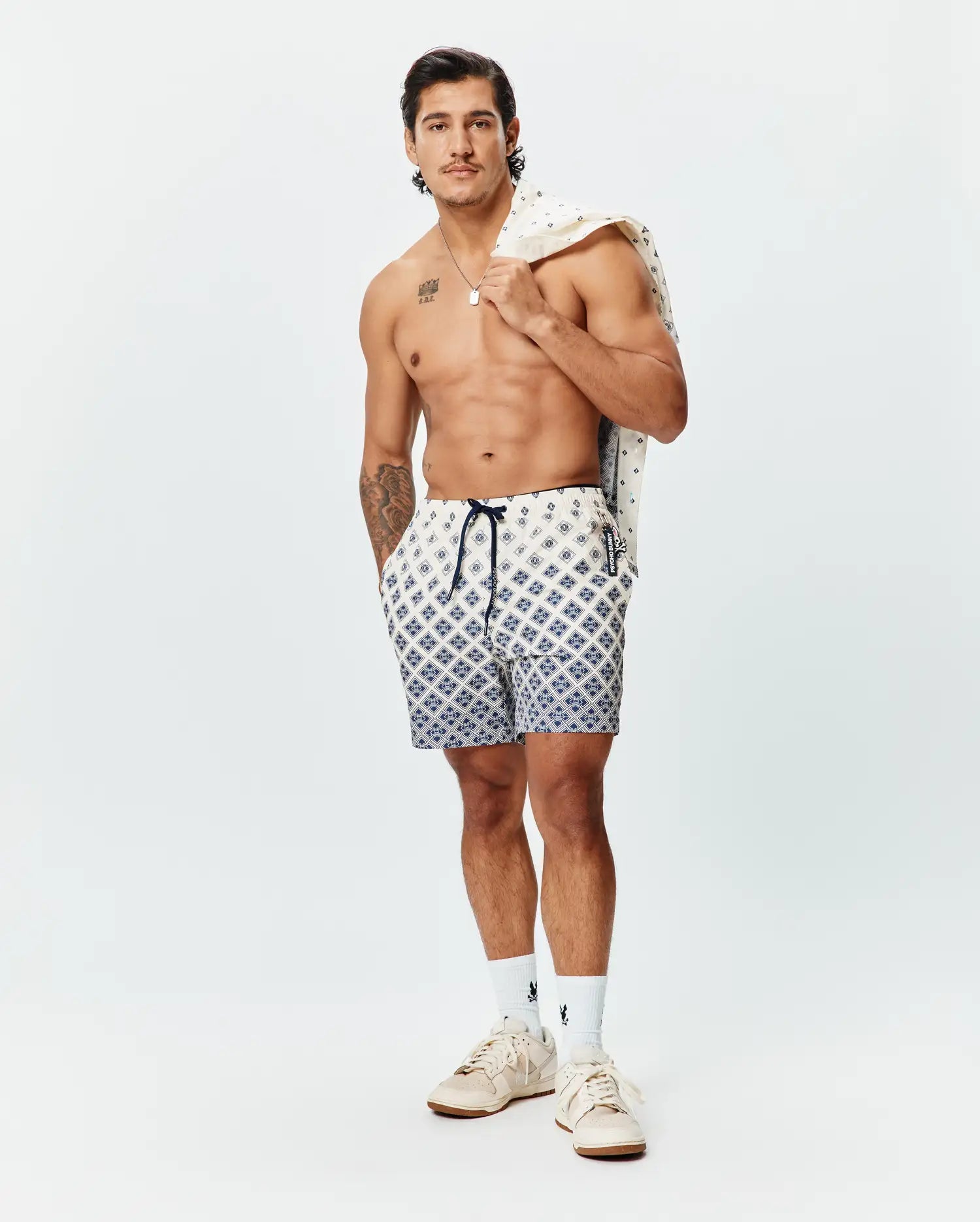 Psycho Bunny Men's Swimwear Tobias Swim Trunk 6" MB1000121 costume bianco 6"
