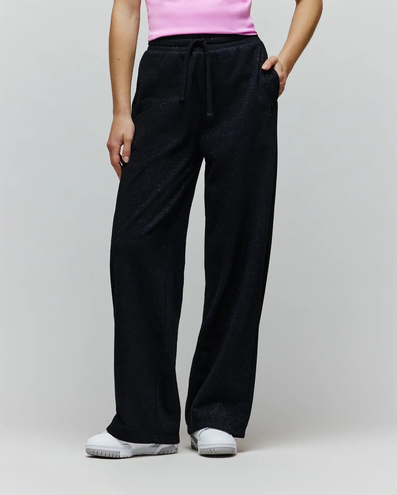 Psycho Bunny Jules Lurex Sweatpant pantaloni neri in felpa lurex