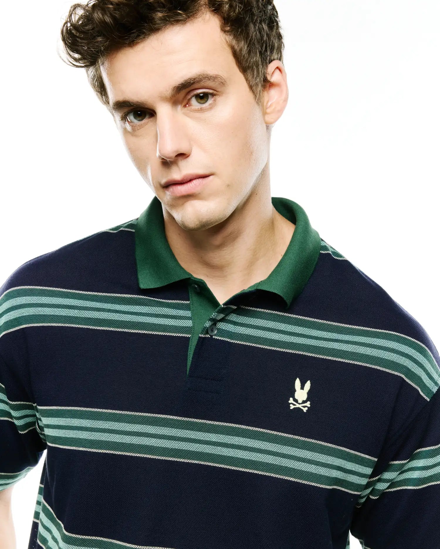 Psycho Bunny Men's Polos Drew Striped Pique Polo polo Baritone Blue