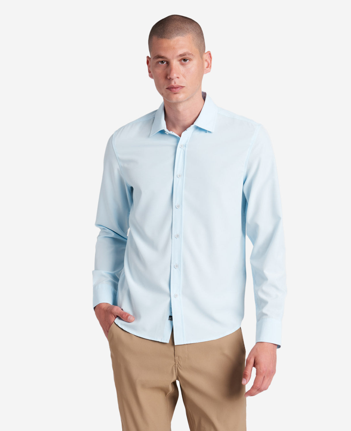 Kenneth Cole Reaction Clothing Performance Slim Fit Button Down Shirt camicia azzurra
