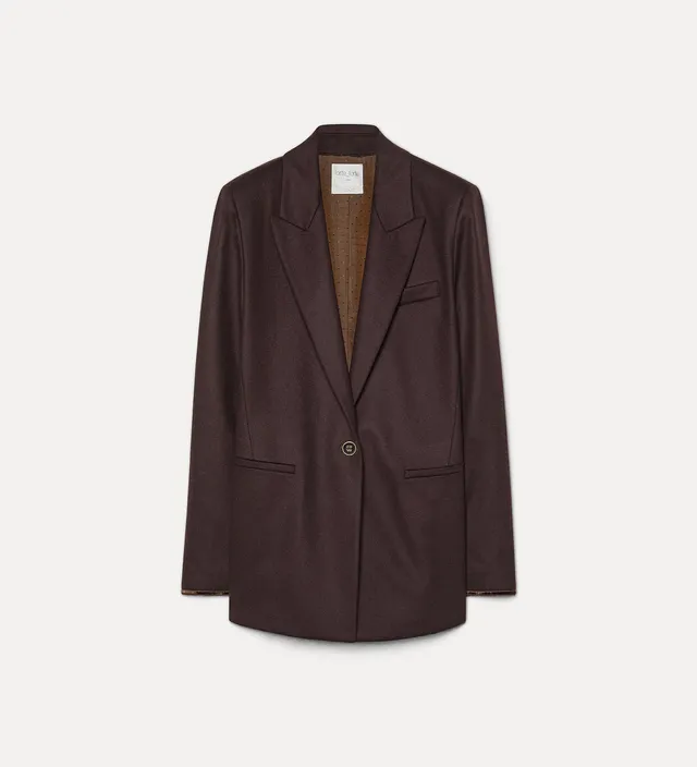 Forte giacche Wool-blend cloth oversized jacket giacca marrone in lana
