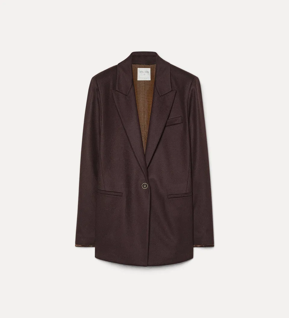 Forte giacche Wool-blend cloth oversized jacket giacca marrone in lana