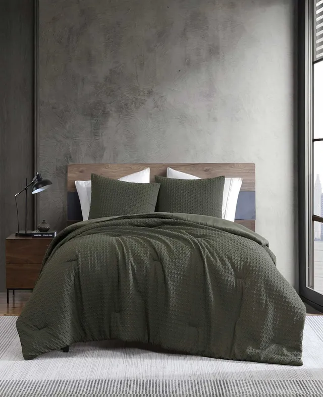 Kenneth Cole Reaction Home & Bedding Houndstooth Comforter Set set trapunta verde