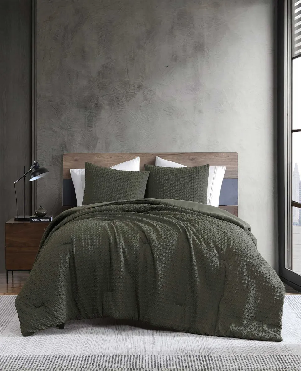 Kenneth Cole Reaction Home & Bedding Houndstooth Comforter Set set trapunta verde