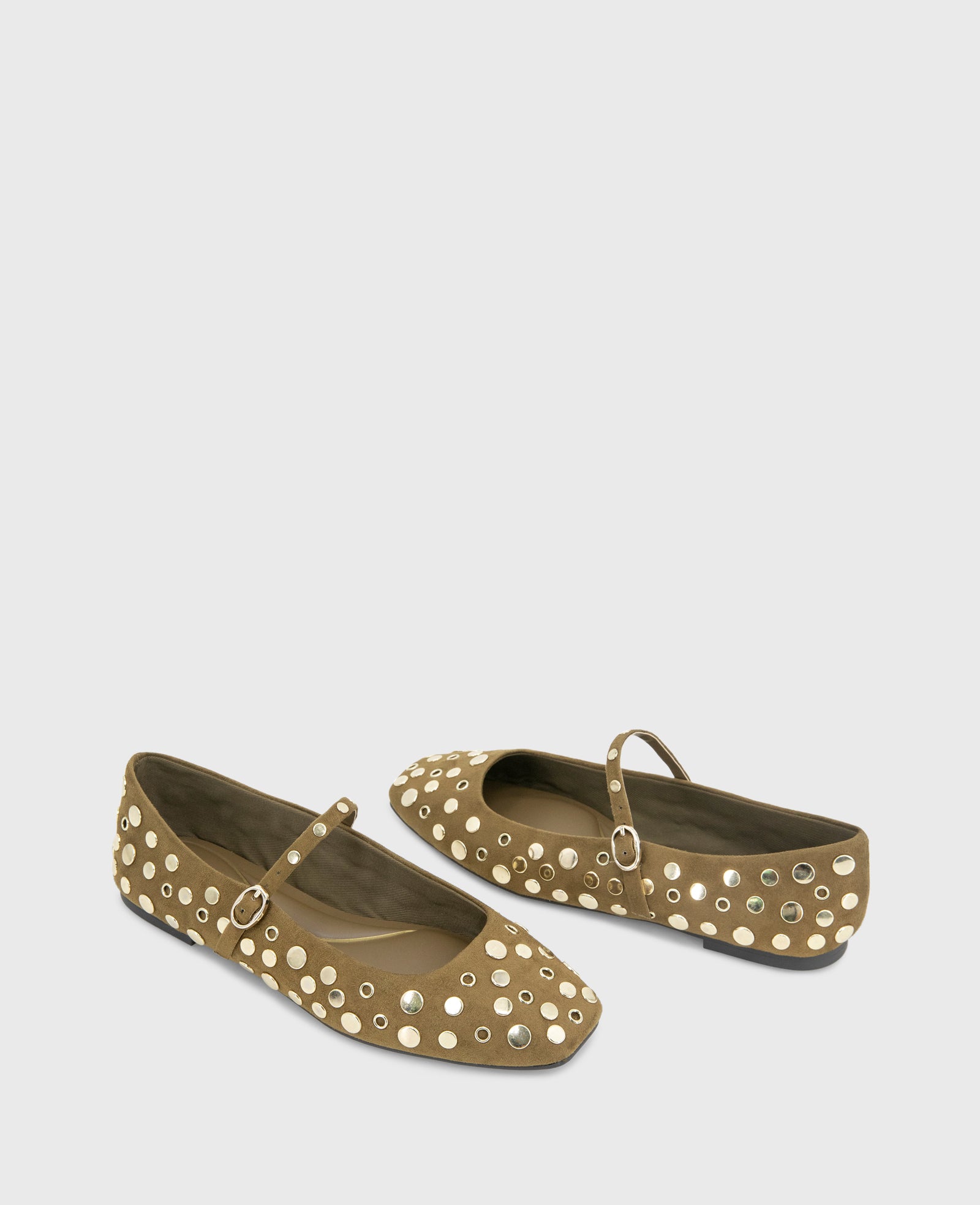 Kenneth Cole Reaction Shoes Jasper Suede Stud Ballet Flat ballerine Loden in microsuede