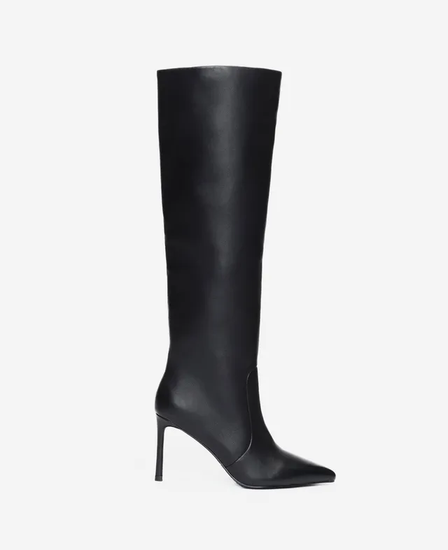 Kenneth Cole Reaction Yazzy Leather Tall Point Toe Boot stivale alto nero in pelle