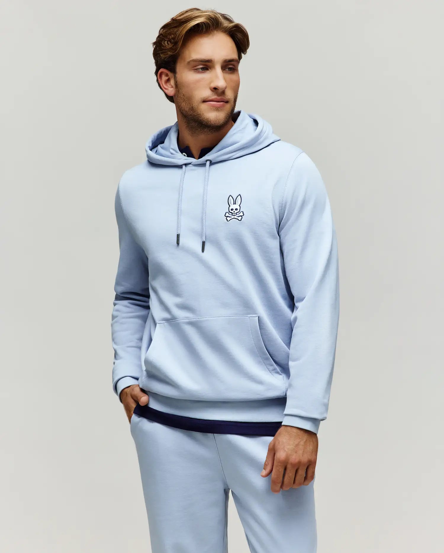 Psycho Bunny Men's Sweatshirts & Hoodies Timothy 4K Bunny Hoodie felpa 410 Zen Blue