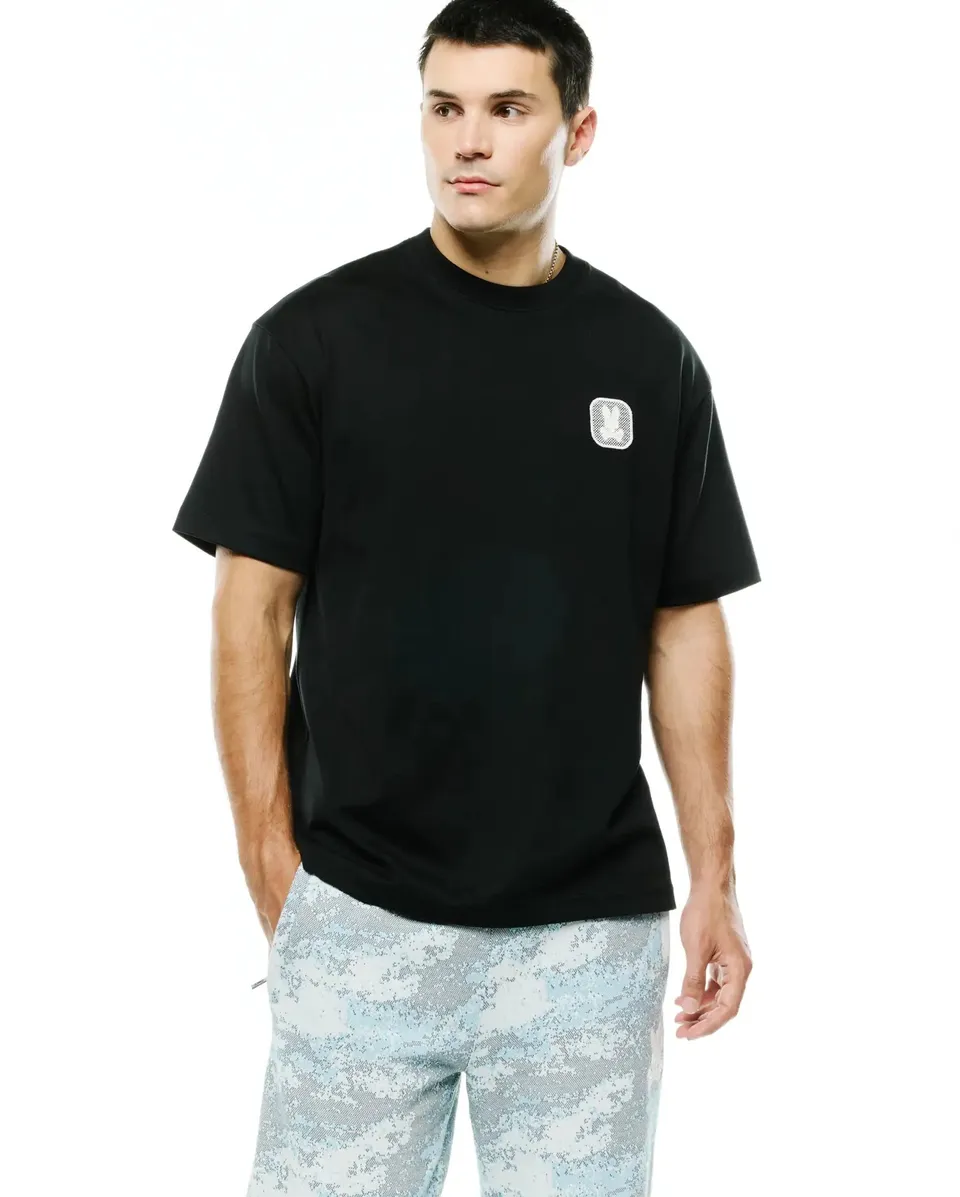 Psycho Bunny Men's Tees Men's Samson Oversized Bunny Tee maglietta nera oversize