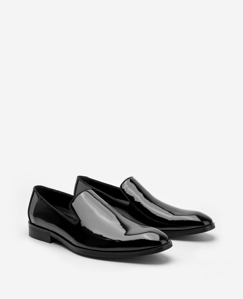 Kenneth Cole Reaction Shoes Harry Patent Venetian Loafer mocassini neri verniciati