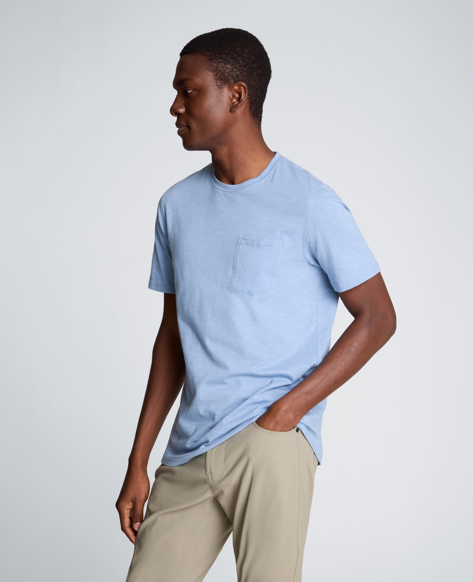 Kenneth Cole Reaction Clothing Crew Neck Tee with Pocket T-shirt blu con taschino