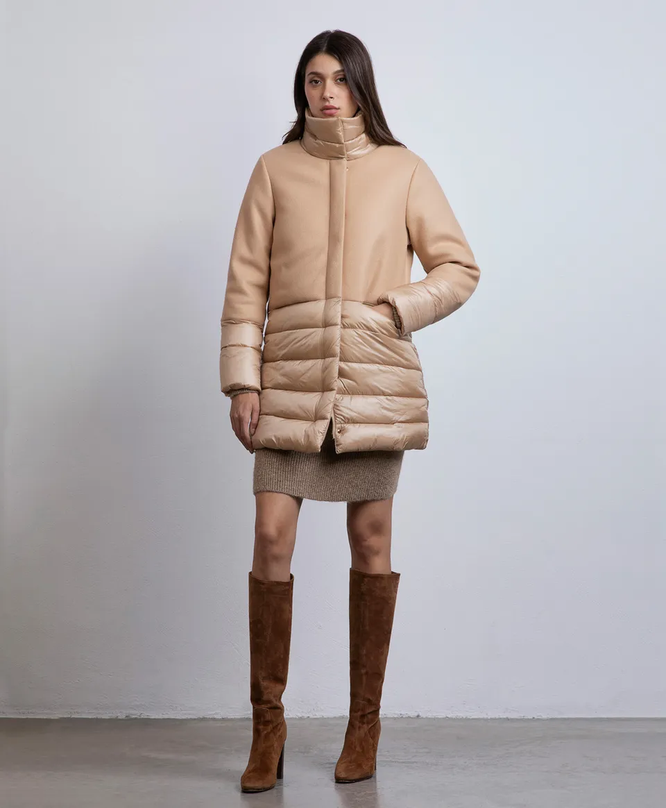 Markup Donna Giacche & Giubbotti Giubbino lungo panno e nylon giubbino lungo