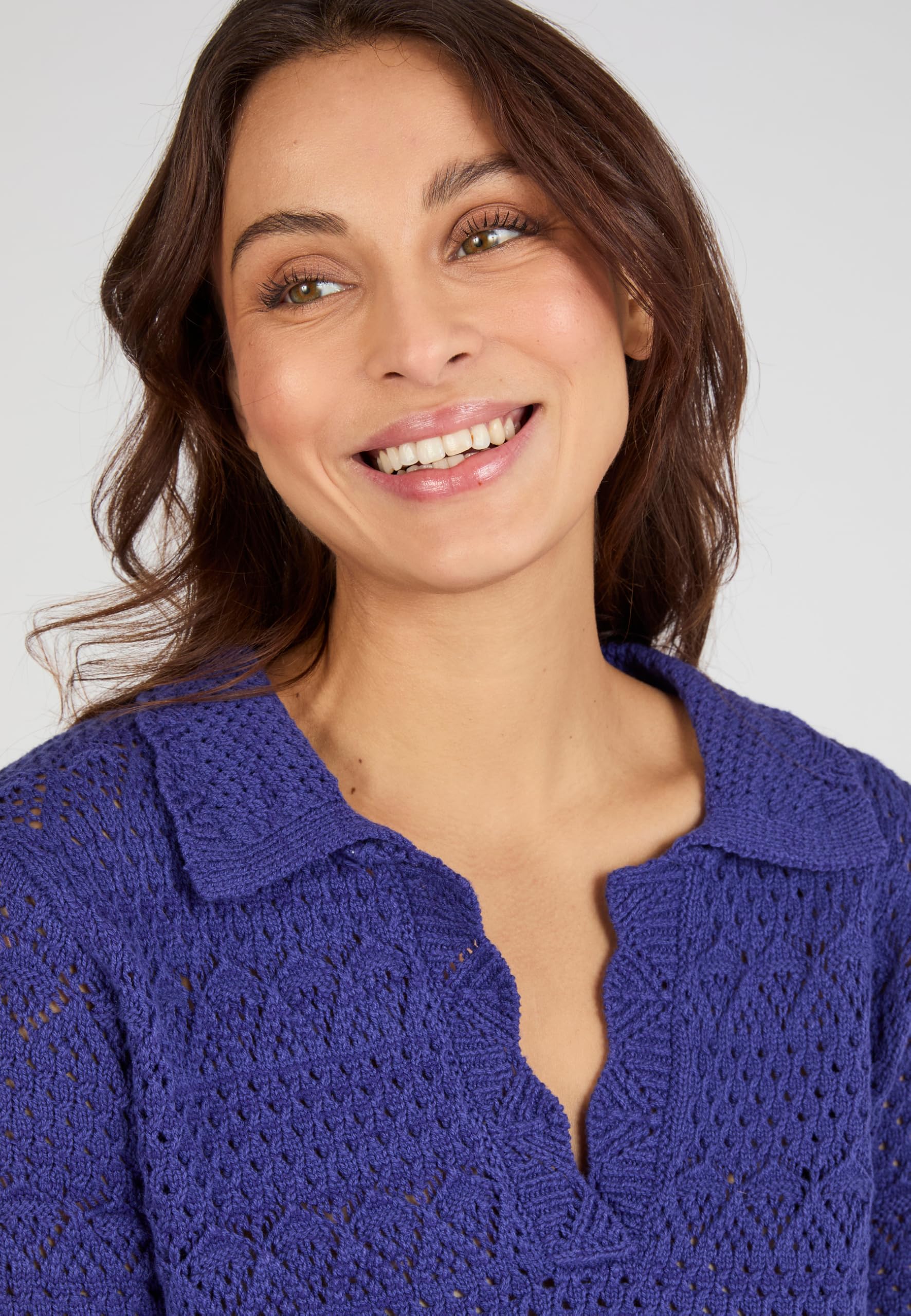 Damart Prêt-à-porter Maglione collo a polo traforato 38-40 cotone