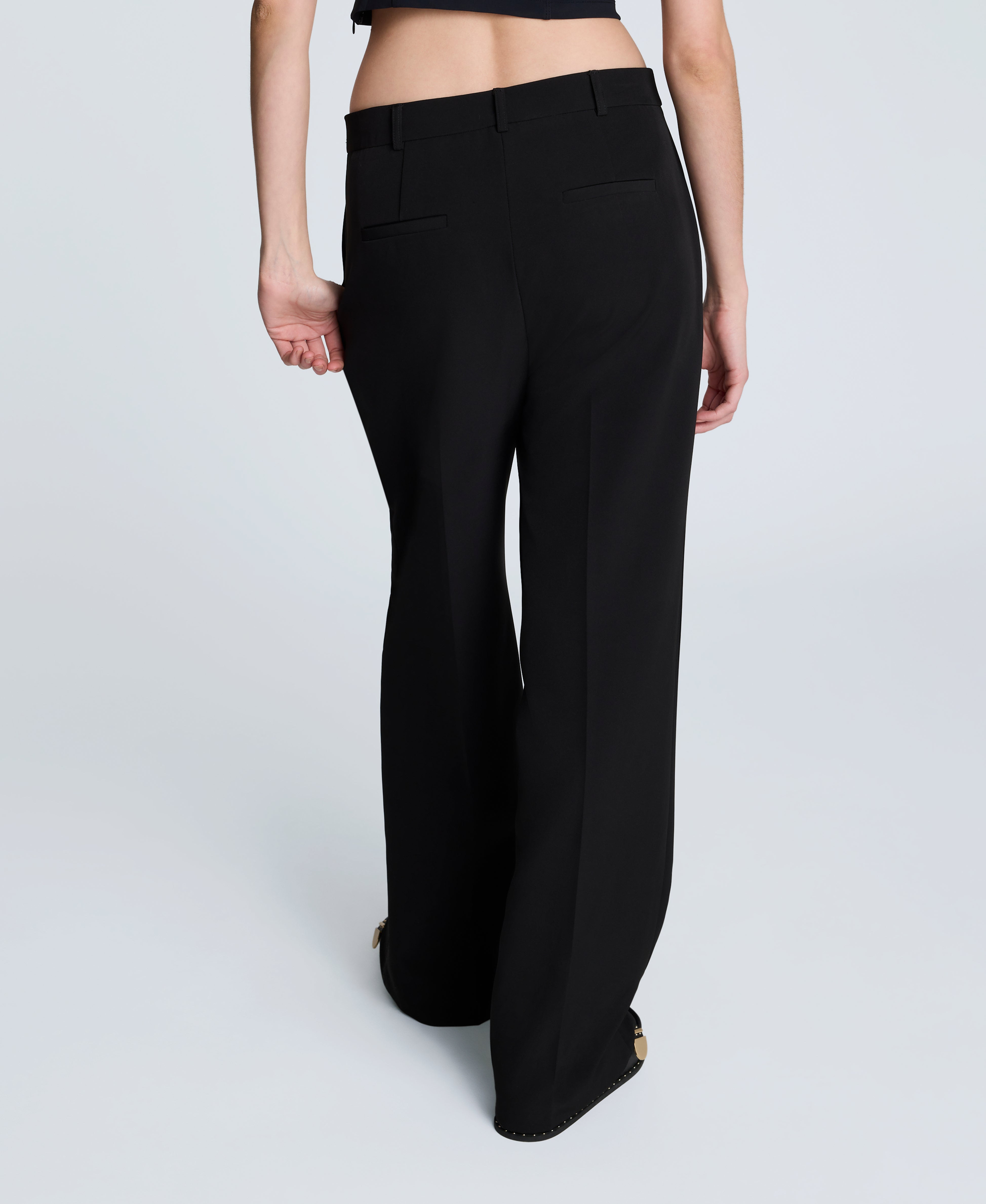 Kenneth Cole Reaction Clothing Luxe Twill Wide Leg Pant pantaloni neri