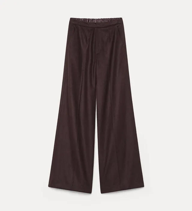 Forte pantaloni in misto lana a gamba ampia fondant