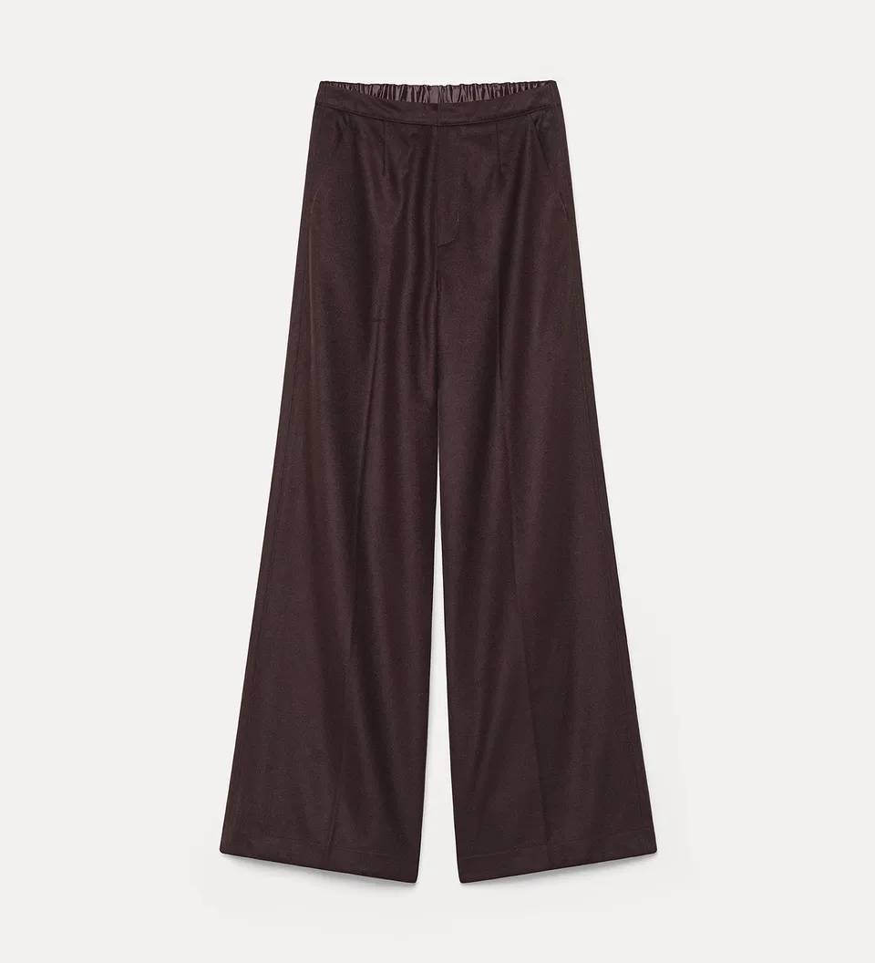 Forte pantaloni in misto lana a gamba ampia fondant