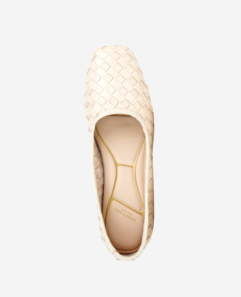 Kenneth Cole Reaction Shoes Birdie Woven Leather Pump décolleté pelle ecrù intrecciata