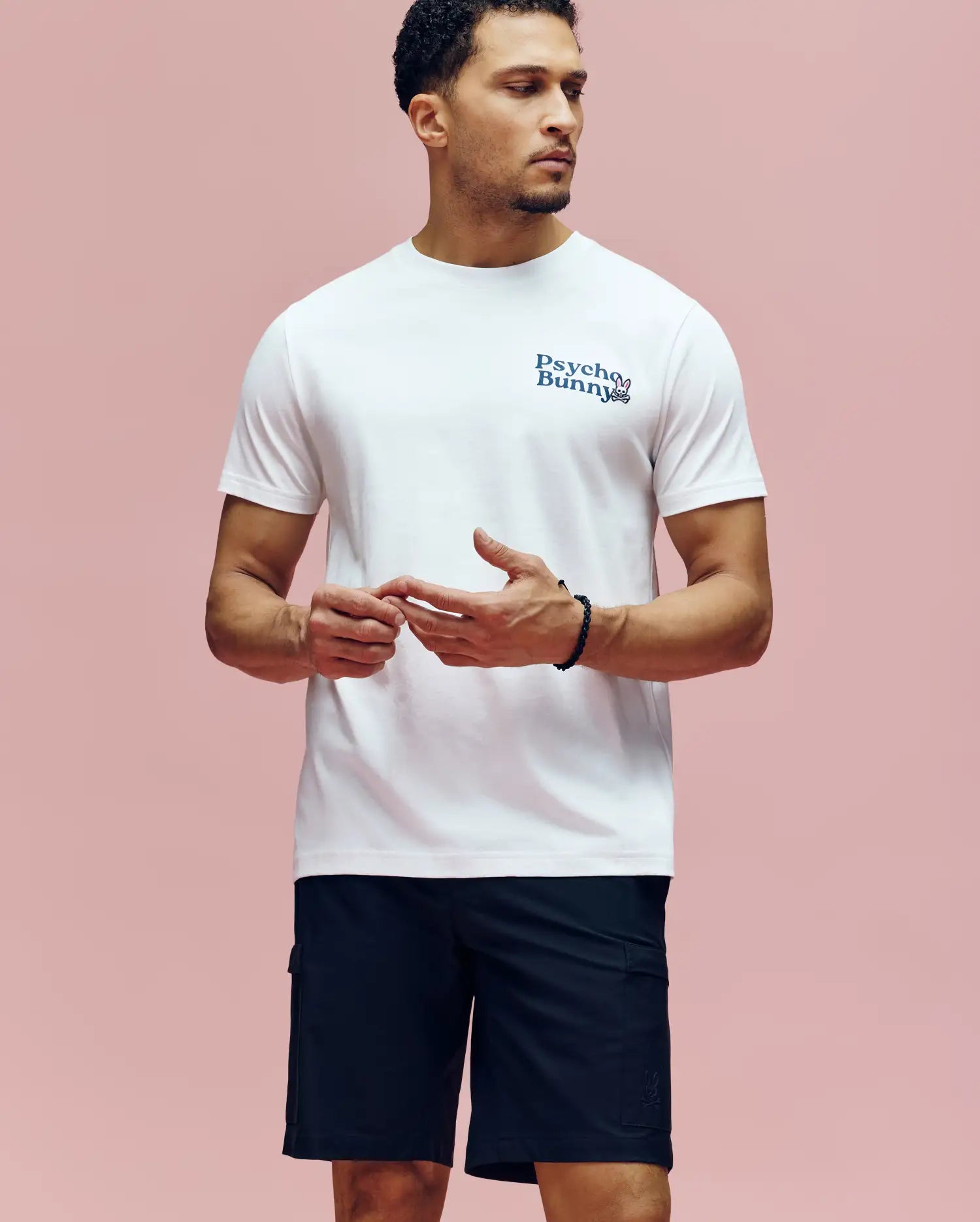 Psycho Bunny Men's Tees Archive Wordmark Graphic Tee maglietta bianca cotone Pima