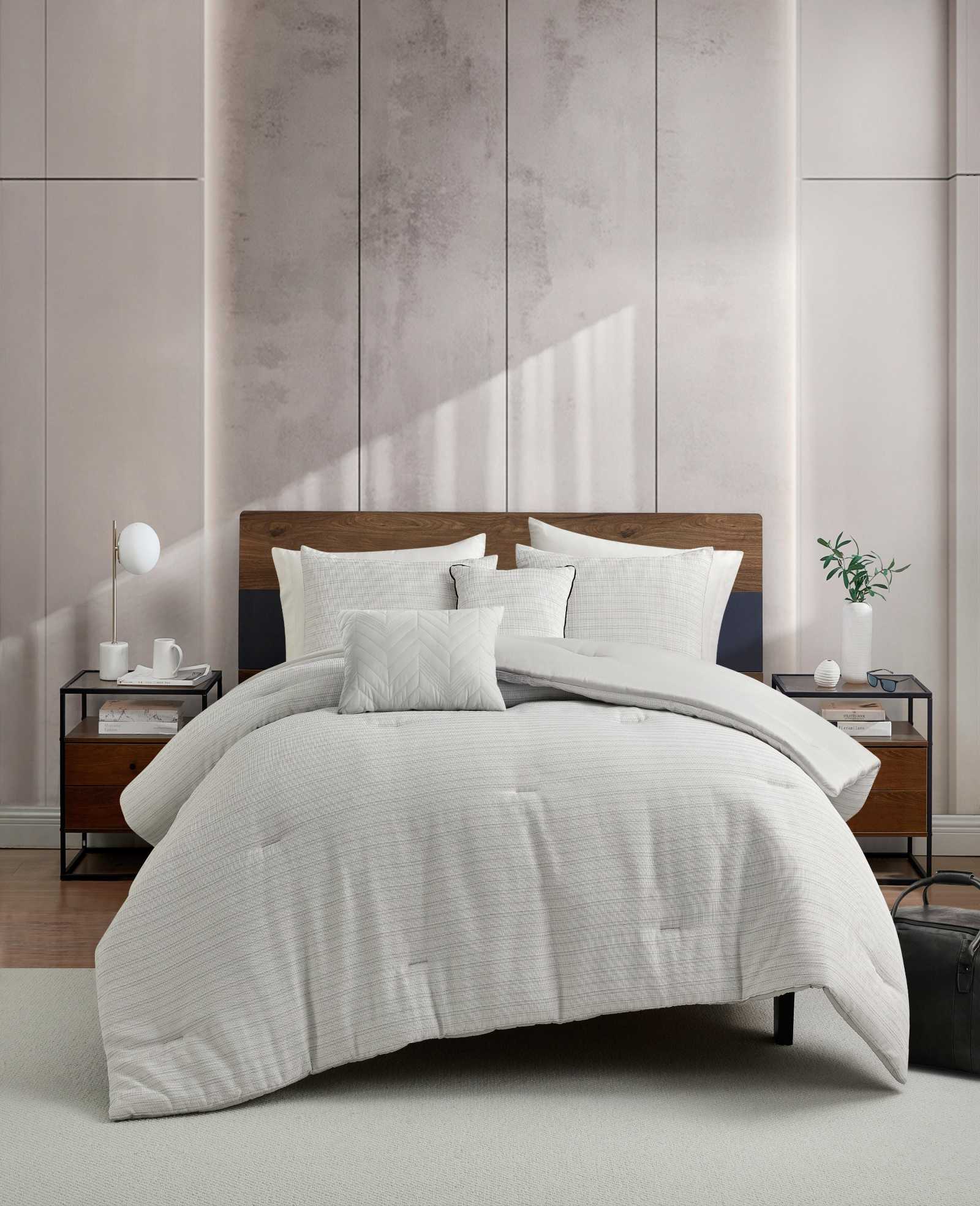Kenneth Cole Reaction Home & Bedding Space Dye Grid comforter grigio Twin leggero