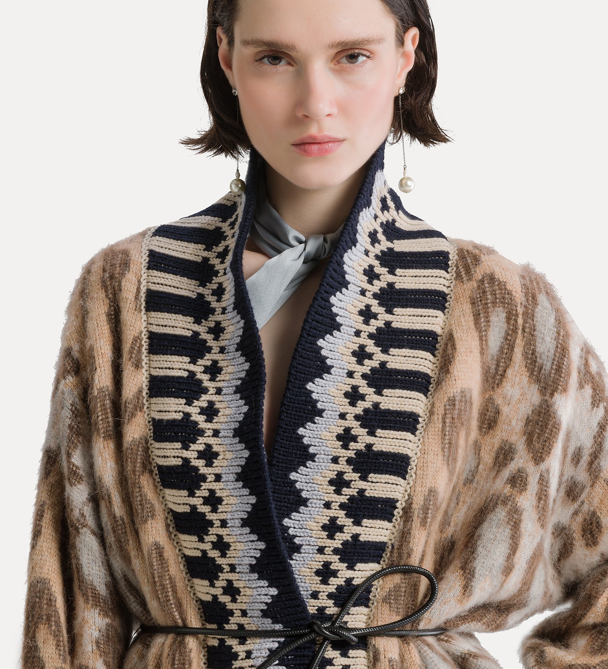 Forte maglieria the brit leopard cardigan giallo oro in alpaca