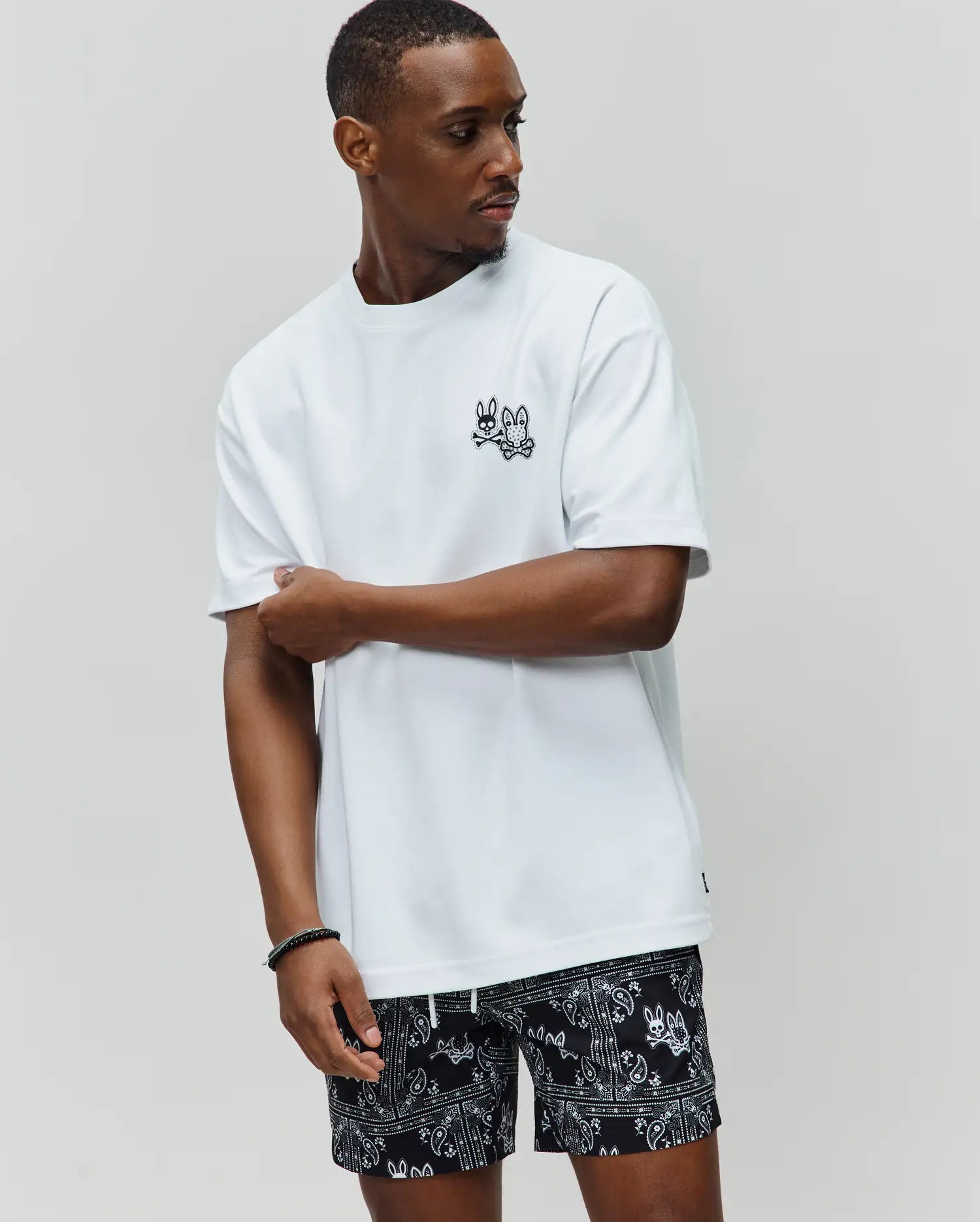 Psycho Bunny Men's Tees Men's Luke Back Graphic Tee MT0200233 t-shirt bianca