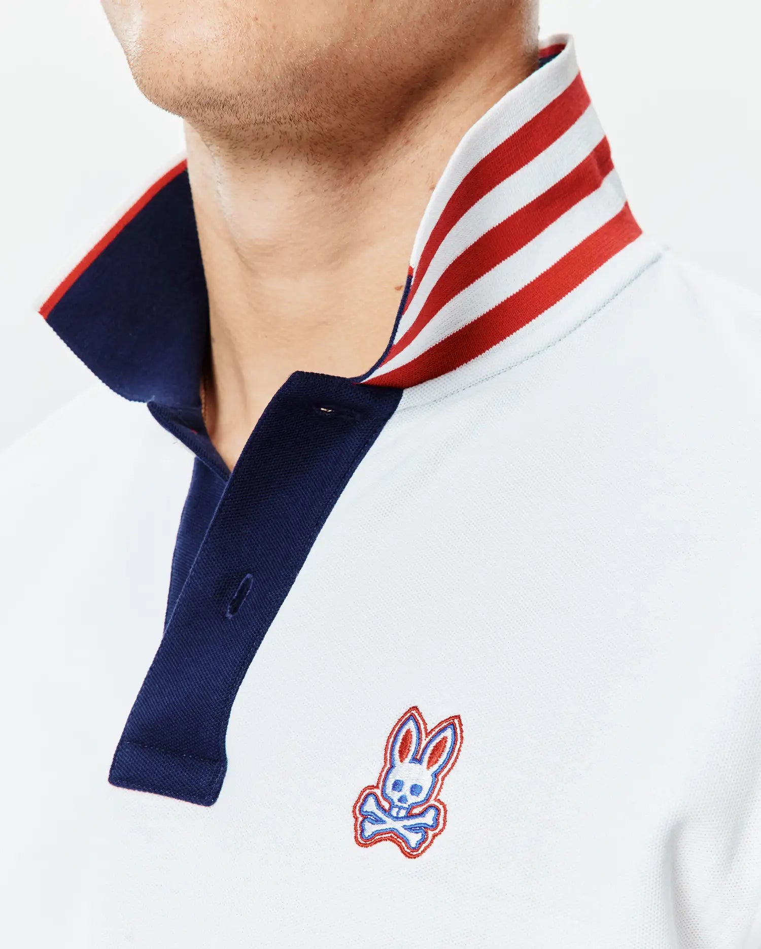 Psycho Bunny Men's Polos John Pique Polo MT0100244 polo bianca tecnica
