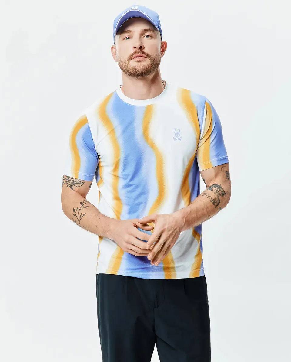 Psycho Bunny Men's Tees Blaze Sport Tee MT0200518 maglietta blu stampa
