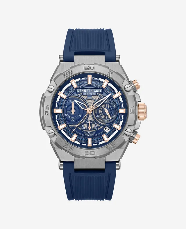 Kenneth Cole Reaction Watches Chronograph Sport Silicone Strap Watch orologio blu