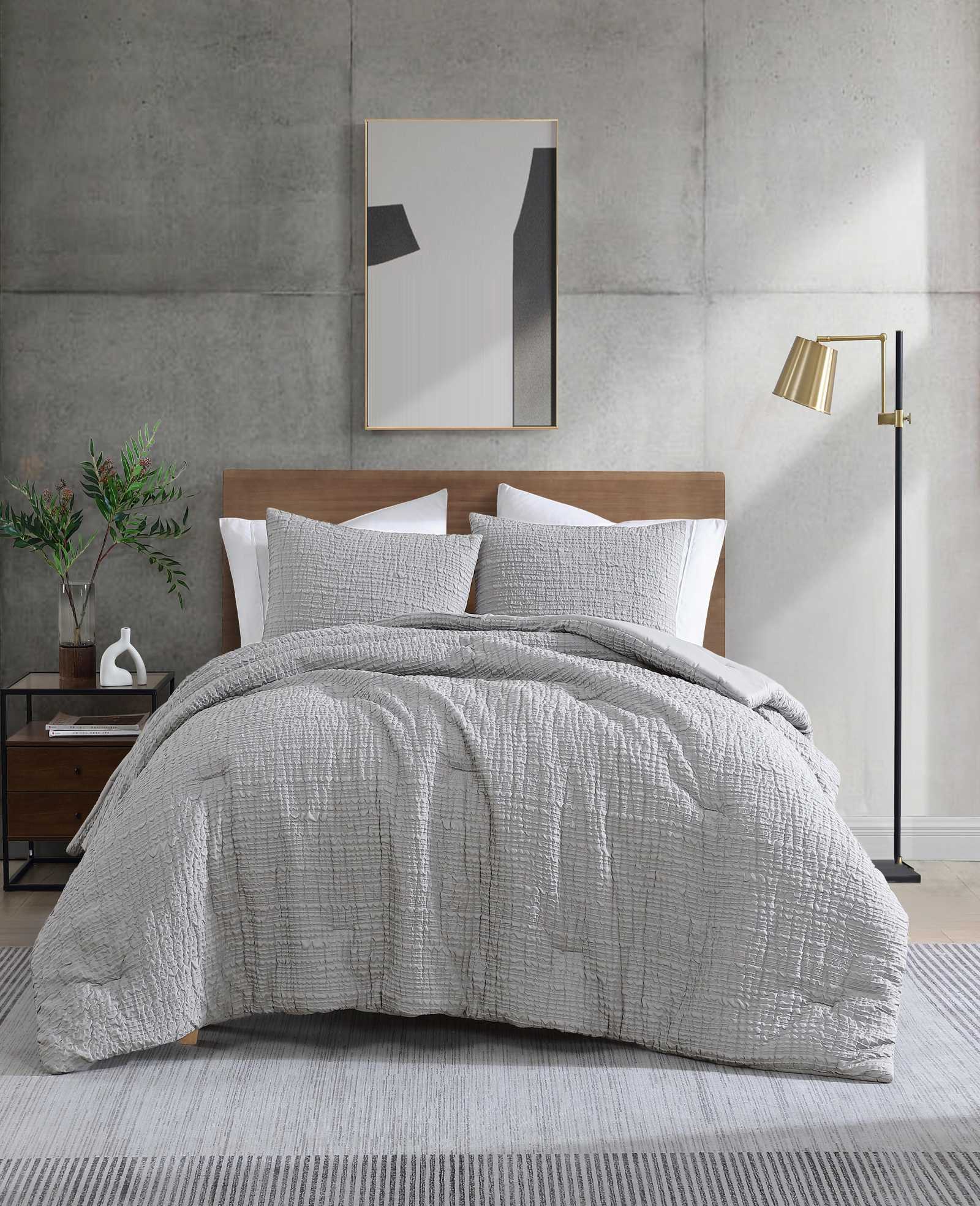 Kenneth Cole Reaction Home & Bedding Serenity Wavy Lines set copripiumino grigio