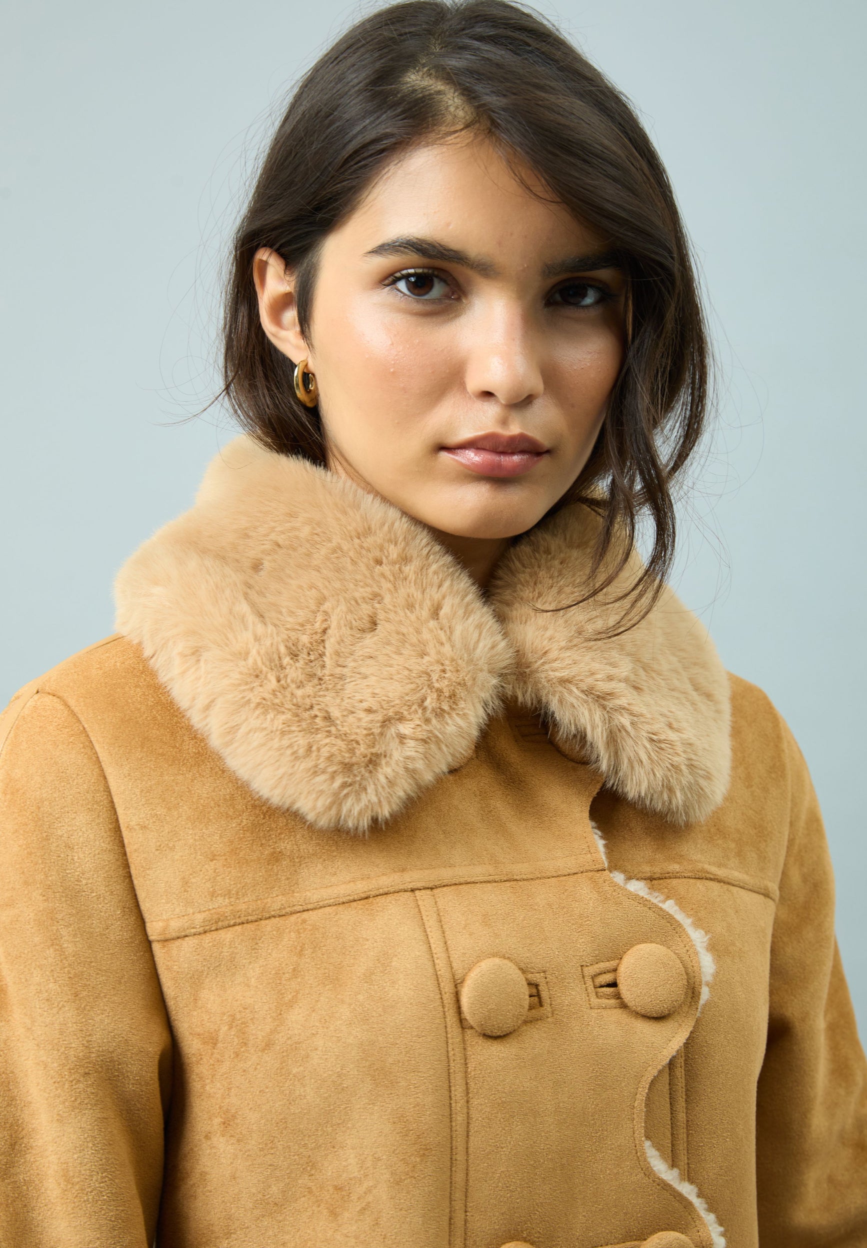 House Of Sunny Women's Jackets Dolly Honey Suede Shearling Coat cappotto