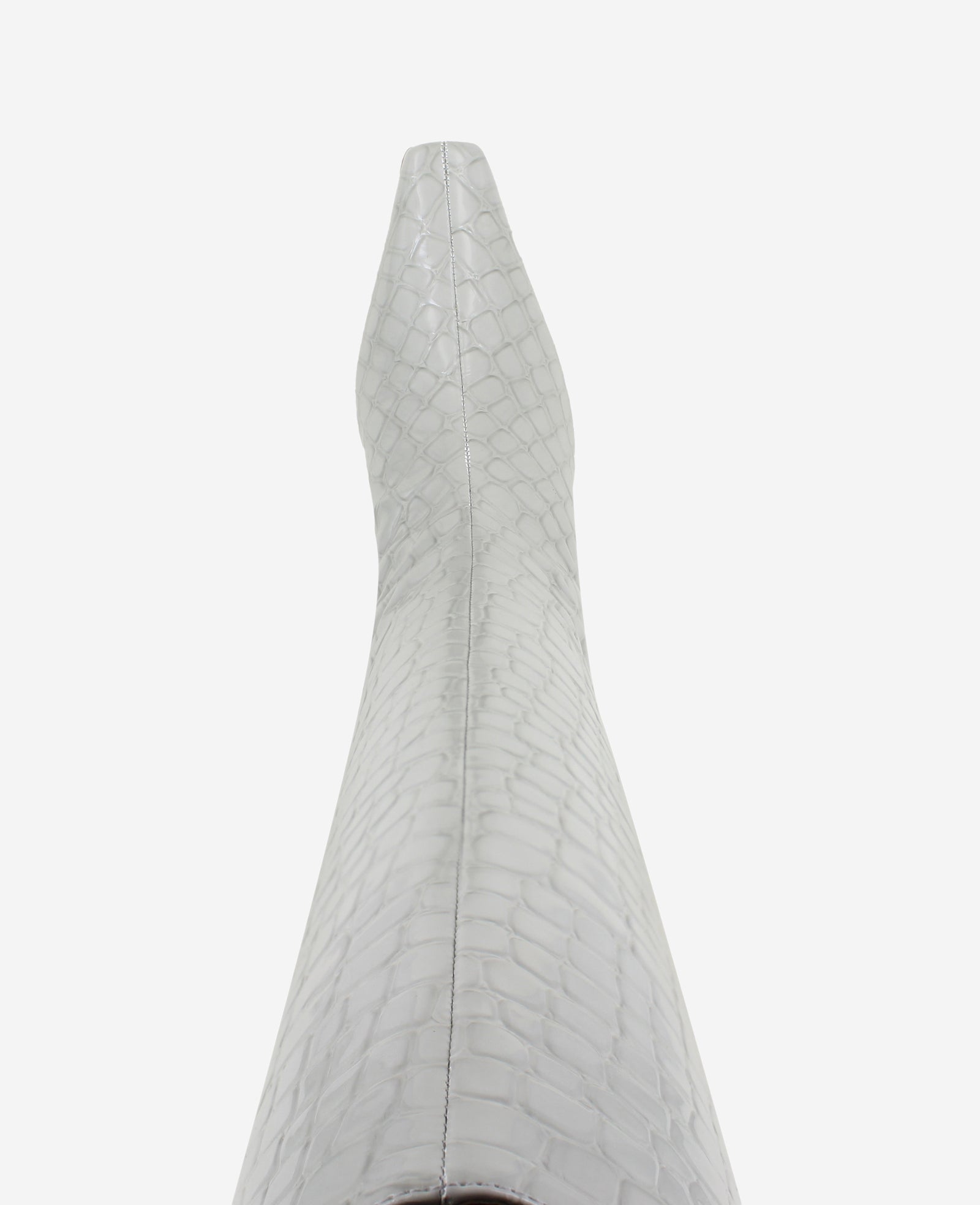 Kenneth Cole Reaction Shoes Rubia Croco Patent Tall Heel Boot stivali alti grigio chiaro