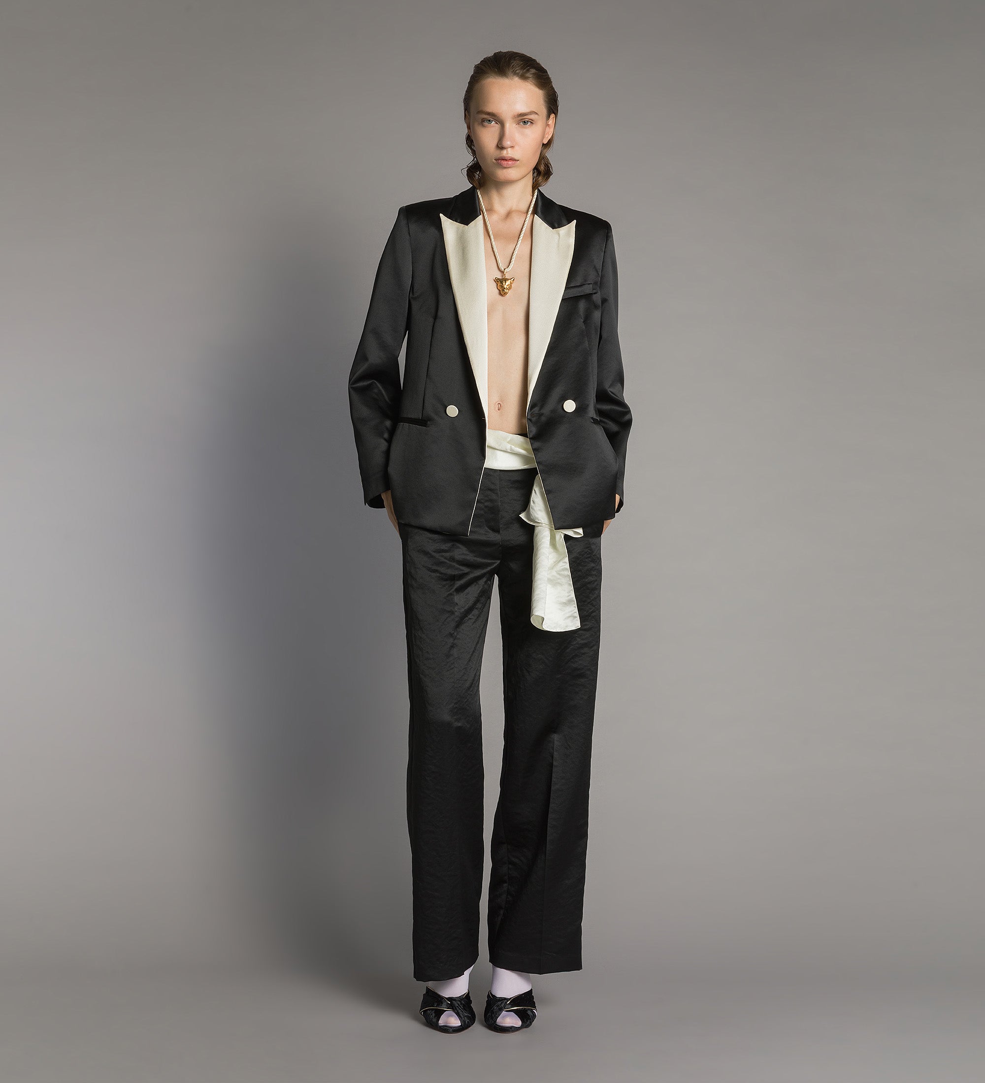 Forte giacche colourblock duchesse tuxedo jacket giacca nera