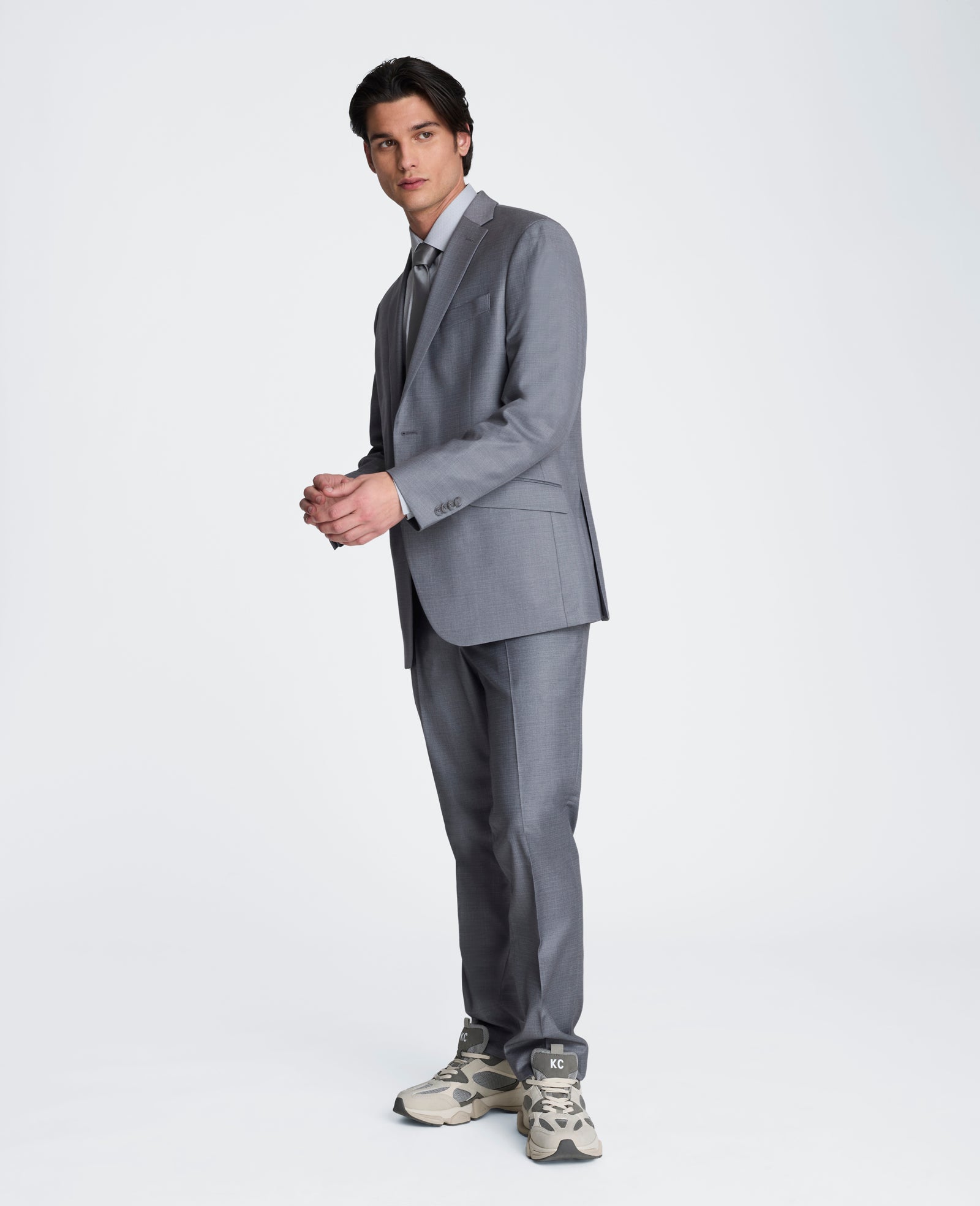 Kenneth Cole Reaction Clothing Stretch Suit Separate Pant pantaloni grigio chiaro stretch