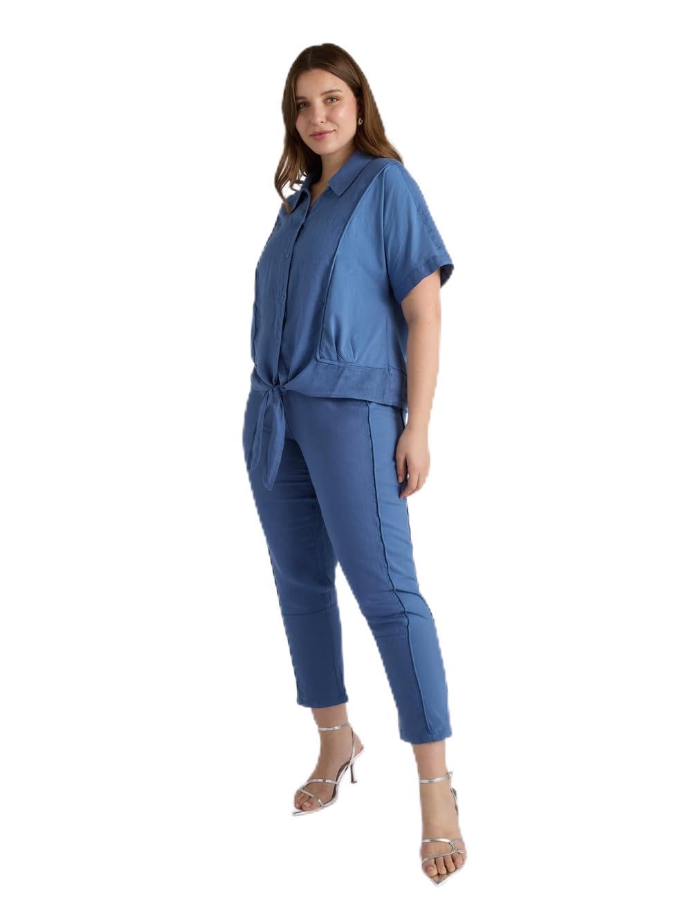 Fiorella Rubino Pantaloni Dritti in Lino pantaloni blu taglia 50 Plus