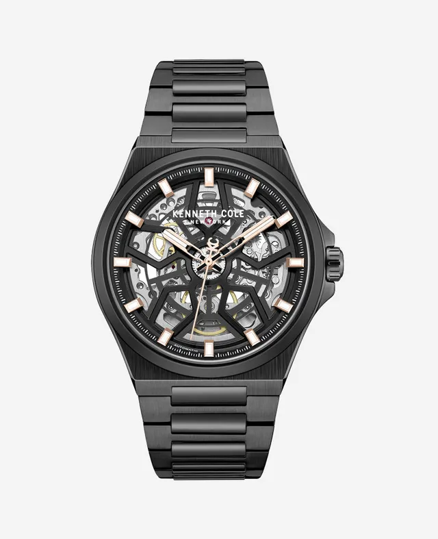 Kenneth Cole Reaction Watches Skeleton Automatic orologio con bracciale nero in acciaio