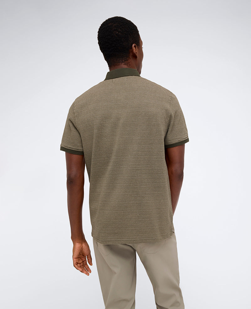 Kenneth Cole Reaction Clothing Contrast Placket Button Polo polo verde