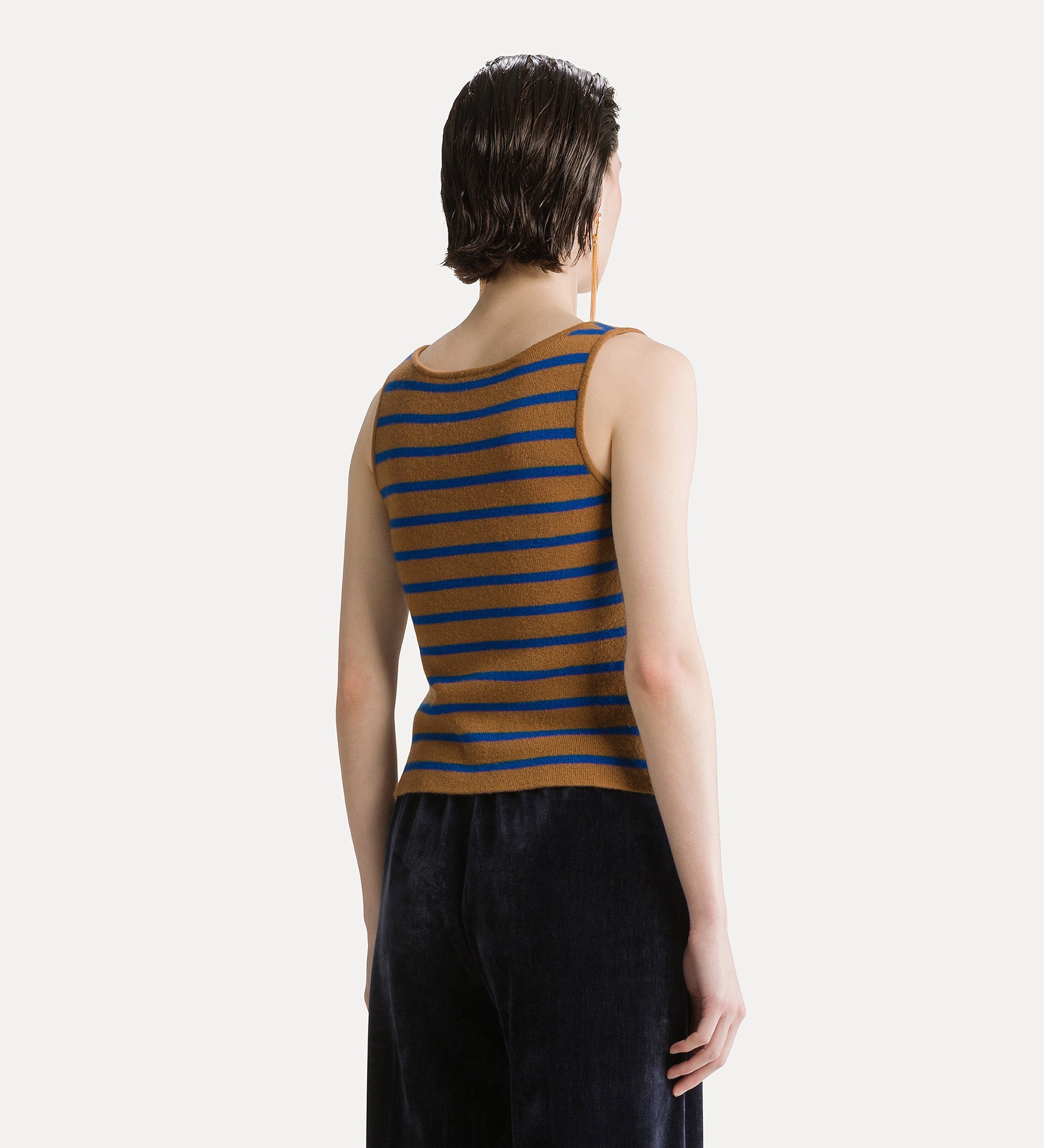 Forte maglieria Cashmere and Wool Bustier Waistcoat caramello gilet