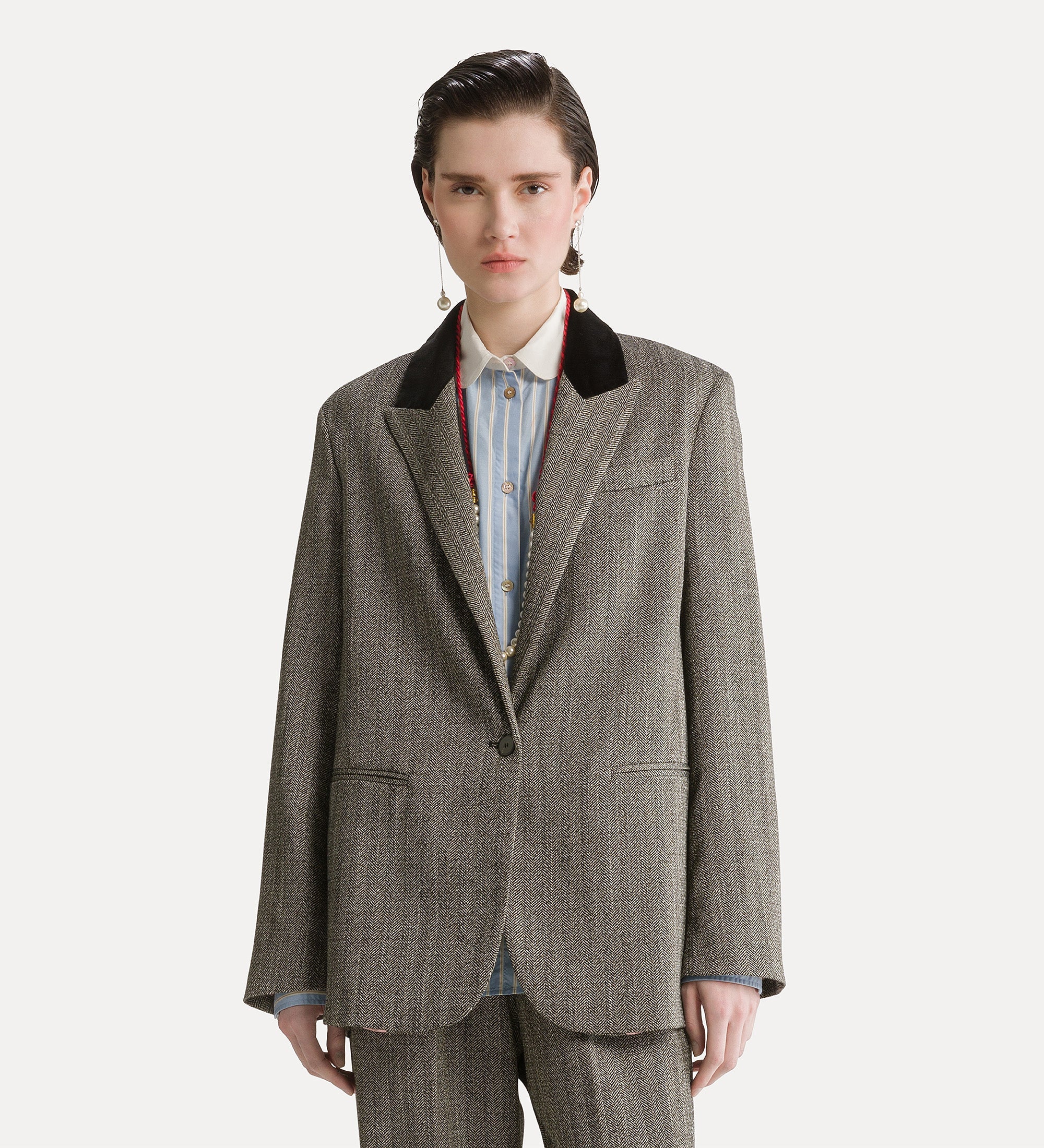 Forte giacche chevron jaspé blazer nero blazer morbido