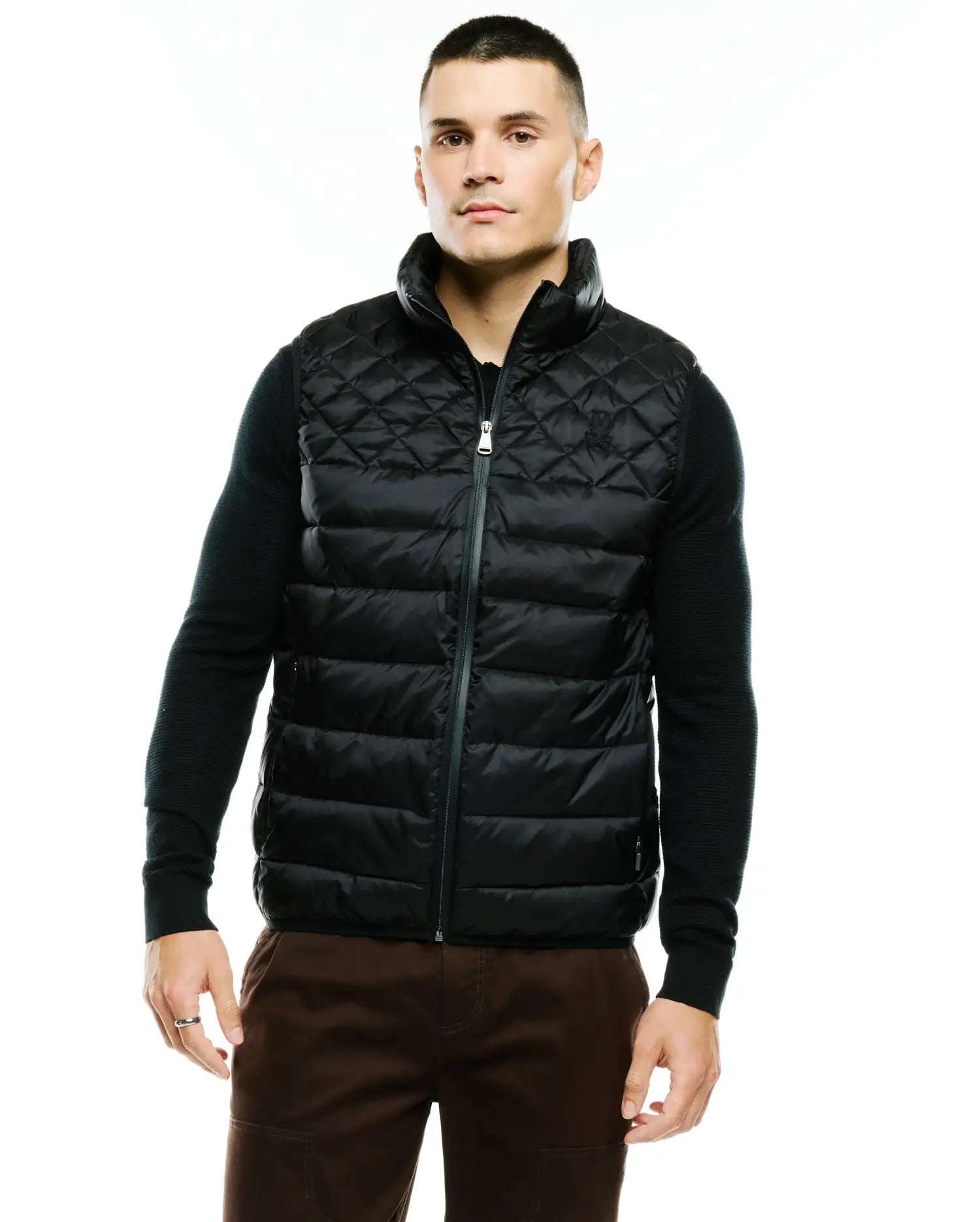 Psycho Bunny Jackets Emerik Quilted Puffer Vest gilet nero in nylon