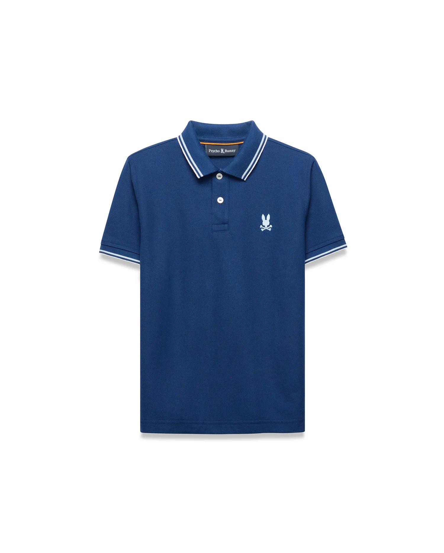 Psycho Bunny Kids Polo Shirts Stan Pique Polo polo blu navy in cotone Pima