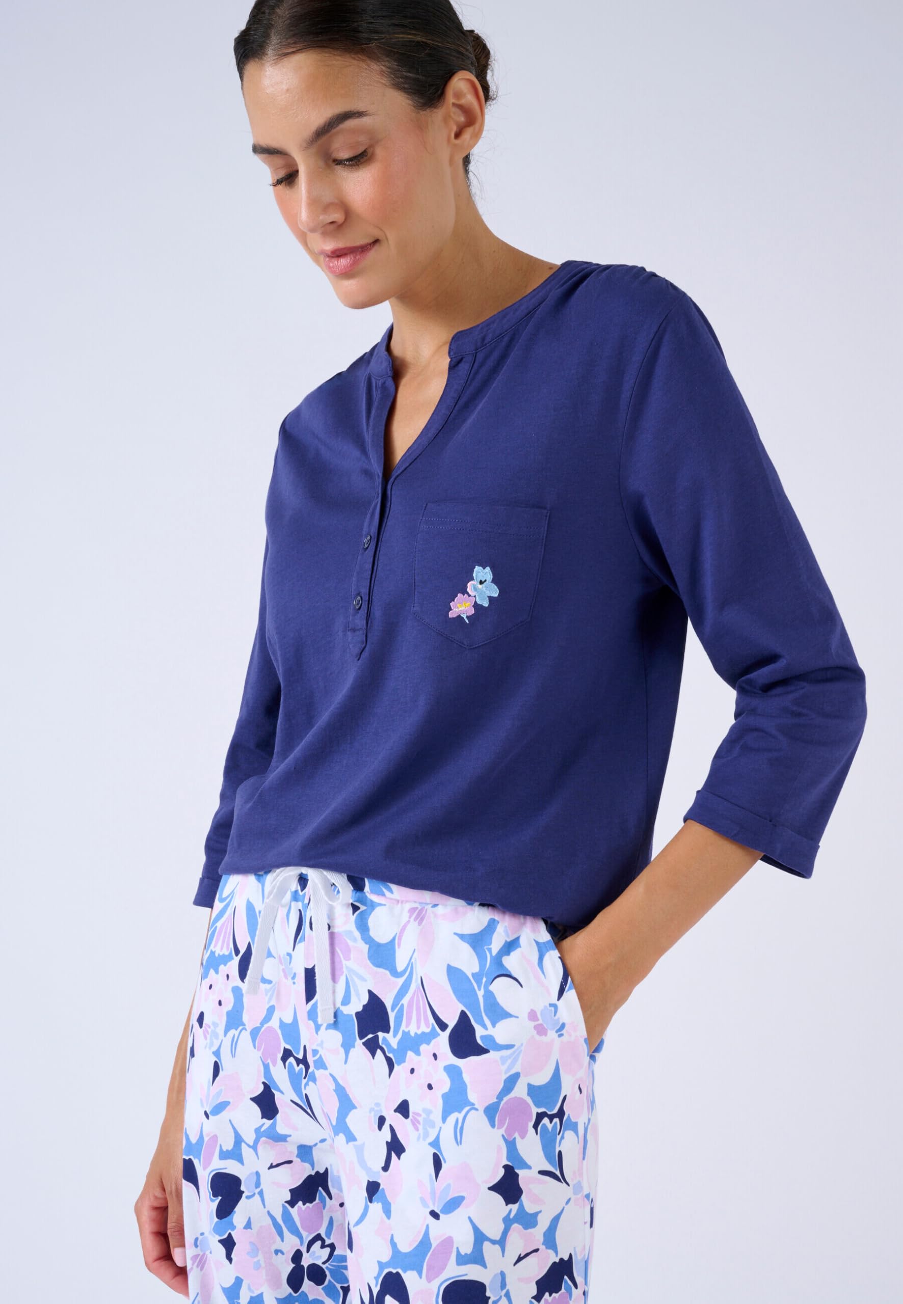 Damart Homewear Pantaloni Pigiama da donna pantaloni pigiama cotone marrone ecru tropicale M