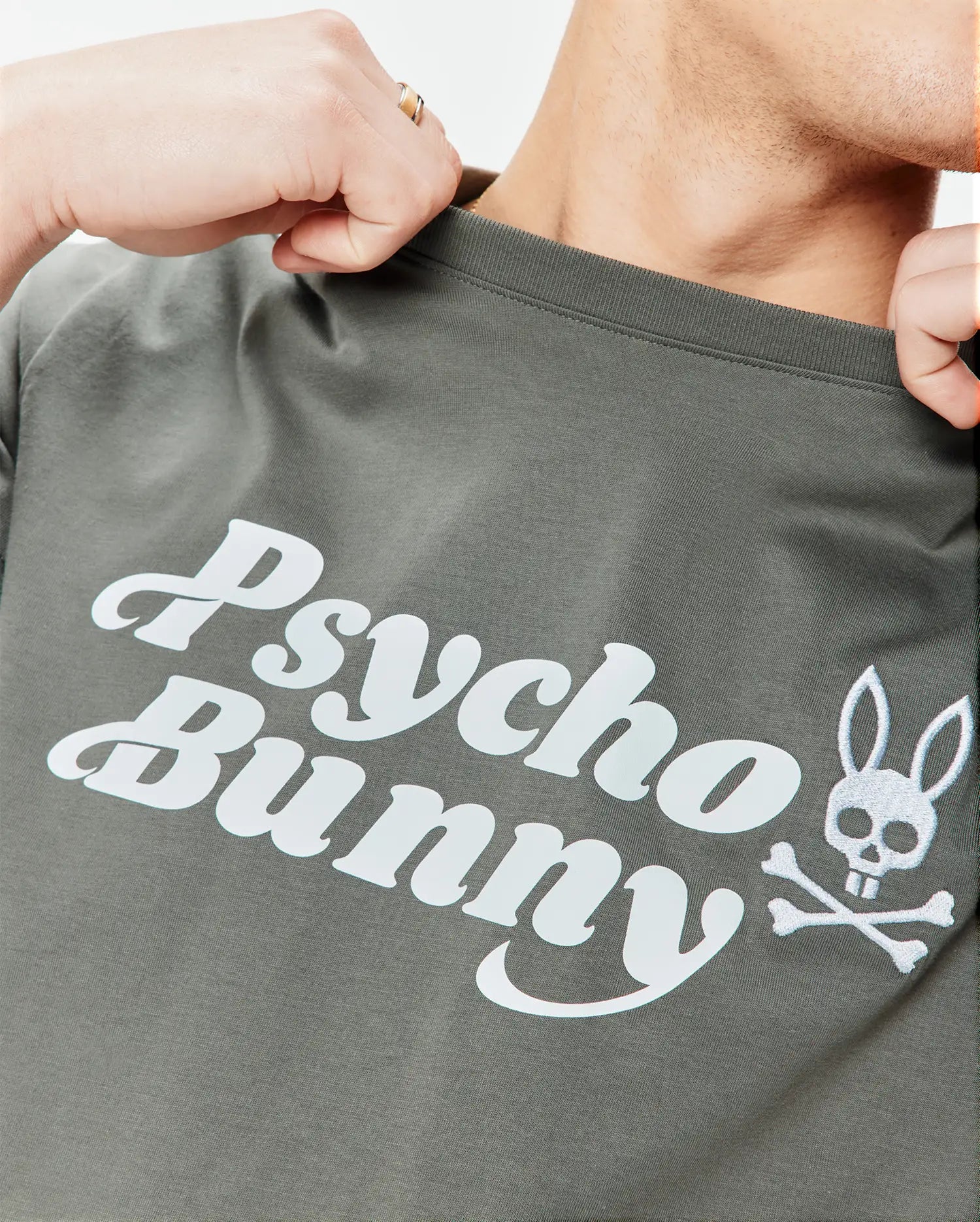 Psycho Bunny Men's Tees Byron Wordmark Tee MT0200313 T-shirt verde 100% cotone Pima