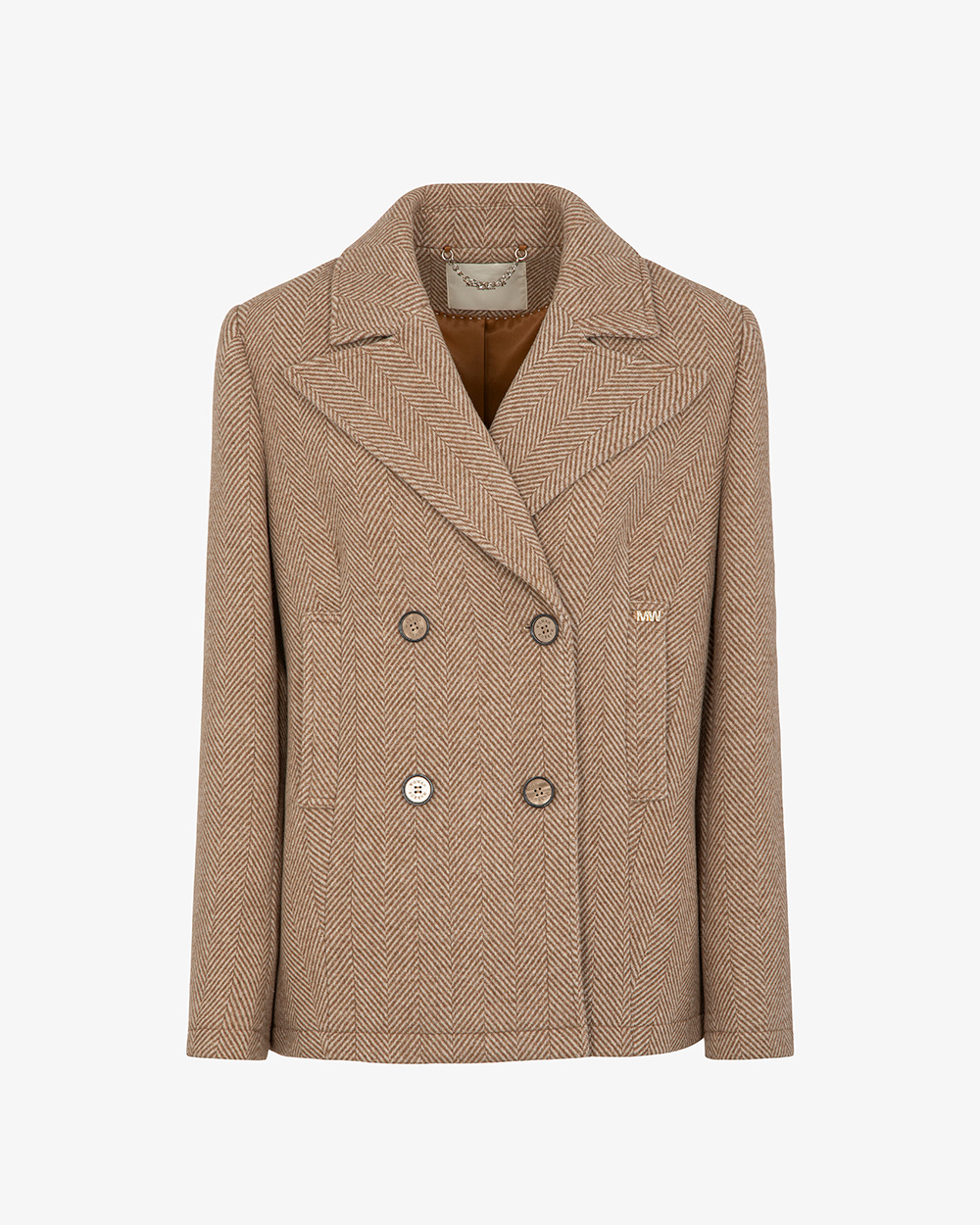 Markup Donna Cappotti Cappotto corto doppiopetto in tessuto spigato cappotto