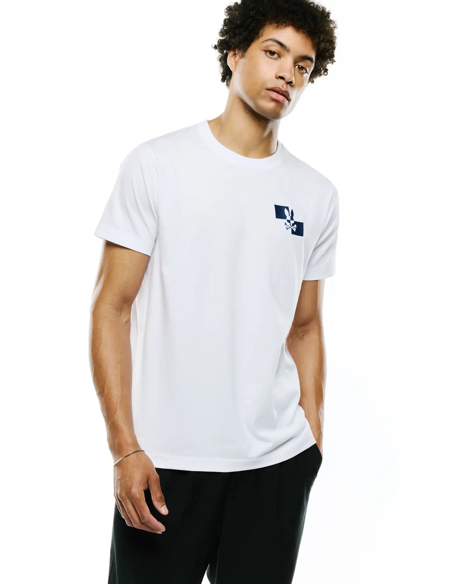 Psycho Bunny Men's Tees Mens Knight Pima Cotton Back Graphic Tee t-shirt bianca
