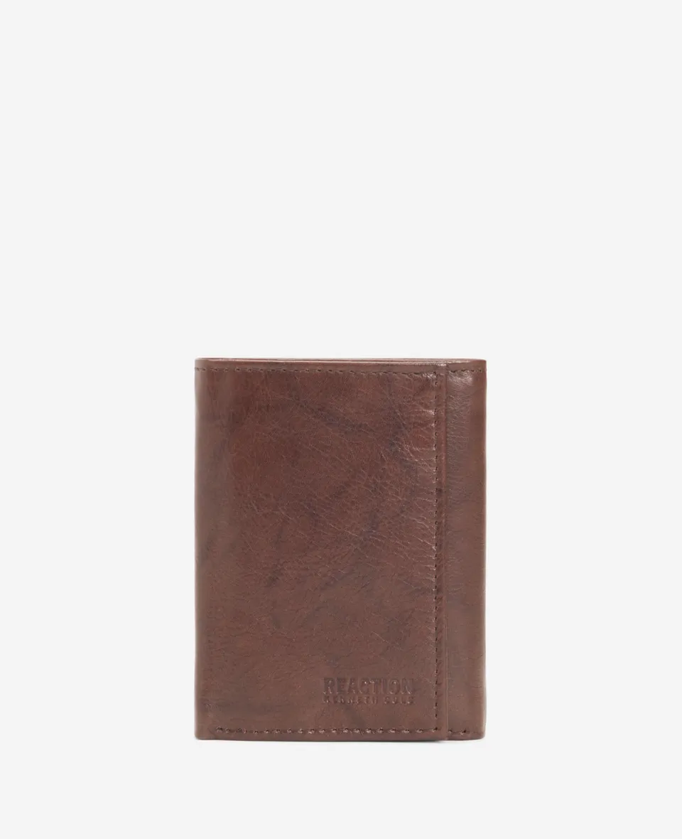 Kenneth Cole Reaction Belts, Wallets & Small Accessories Crunch Leather Slimfold Wallet portafoglio marrone anti-RFID