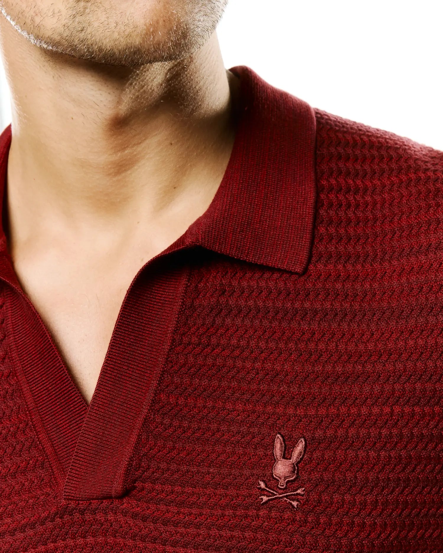 Psycho Bunny Men's Polos MEN'S DEVON BRAIDED KNIT POLO MT0100401 polo rosso in cotone