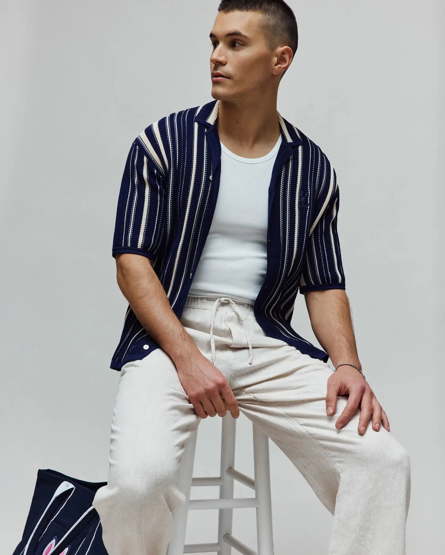 Psycho Bunny Men's Shirts Cliff Shirt camicia Evening Blue in cotone