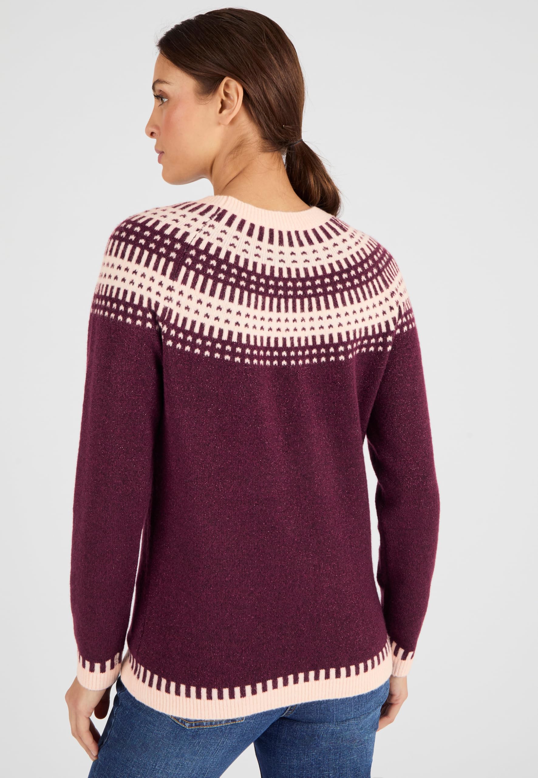 Damart Thermolactyl Maglione jacquard donna rosa bordeaux