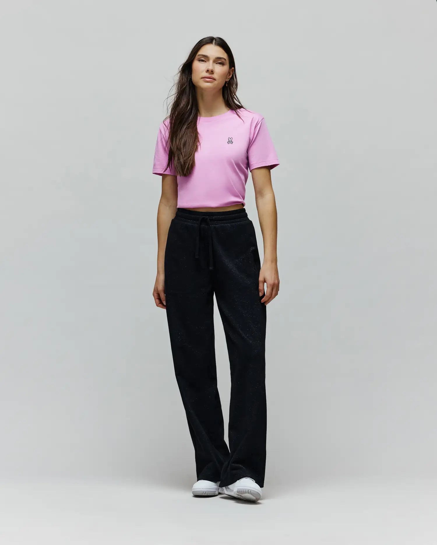 Psycho Bunny Jules Lurex Sweatpant pantaloni neri in felpa lurex