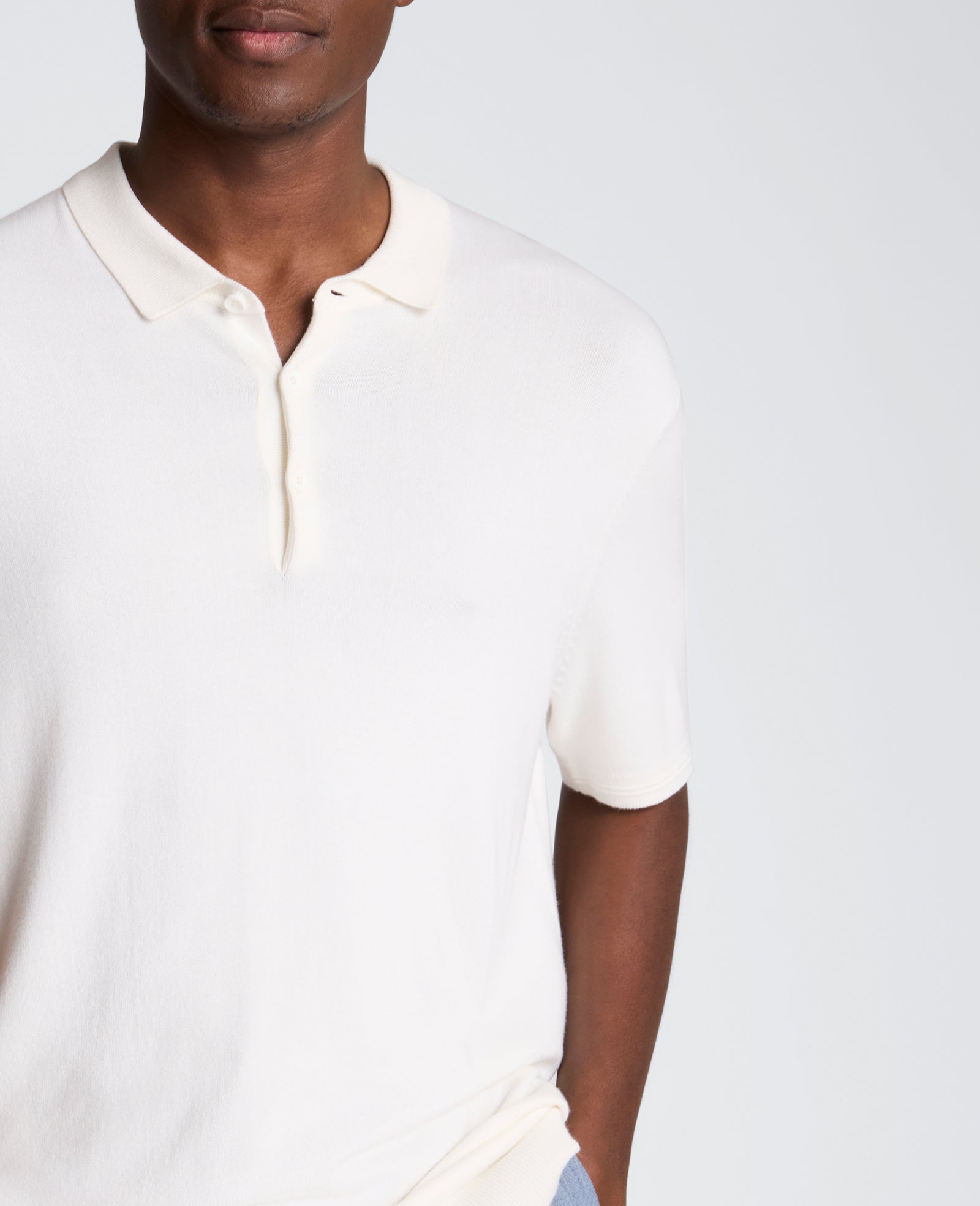 Kenneth Cole Reaction Clothing Short Sleeve Polo Sweater maglia polo bianca leggera